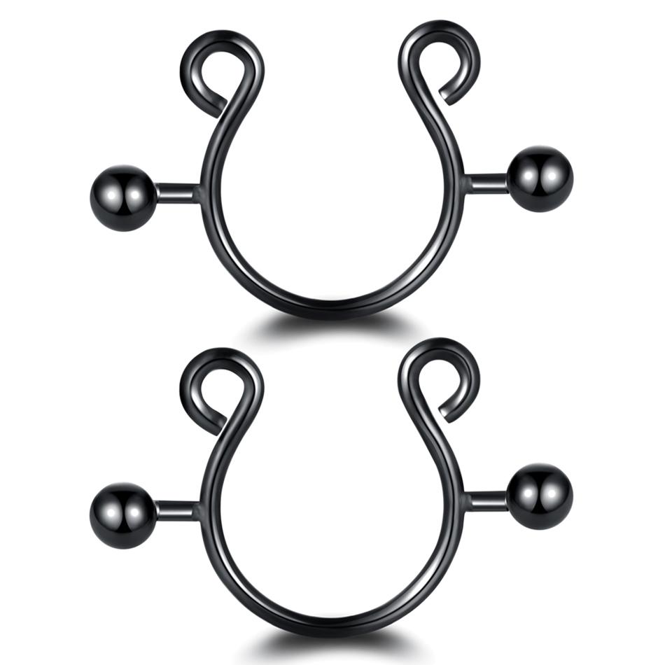 2 stuks/lot Chirurgisch Staal Nep Sexy Tepelklemringen Bedel Faux Tepelschild Niet-piercing Ringen Lichaamssieraden voor Vrouwen Cadeau