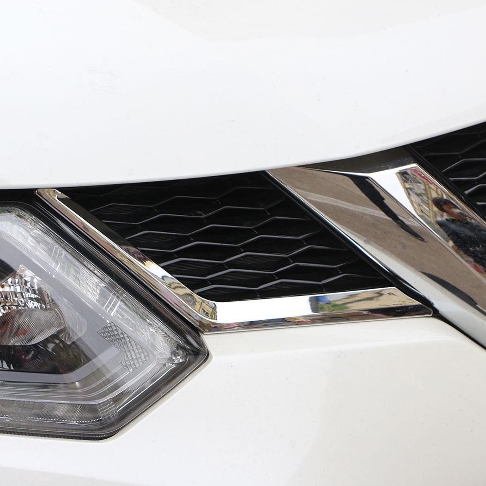 Bil ABS Krom Främre Grill Dekorationsskydd Trim Galler Klistermärken för Nissan X-trail XTrail T32 Rogue 2014-2020 Tillbehör