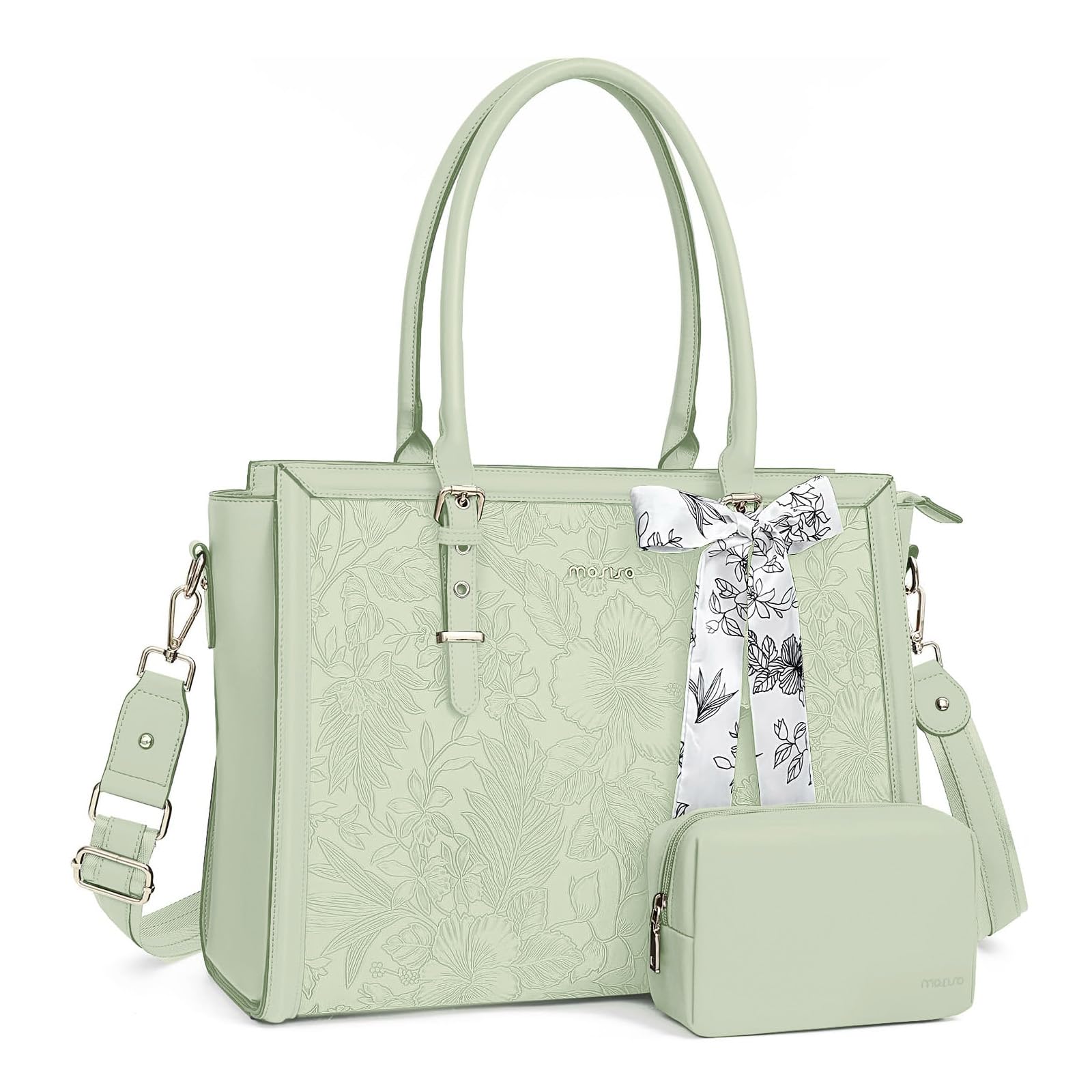 

Женская сумка для ноутбука MOSISO, 15,6-16 дюймов, Водоотталкивающая сумка-тоут из ПУ-кожи, Совместима с ноутбуками MacBook, HP, Dell и Asus, С тиснением на передней панели