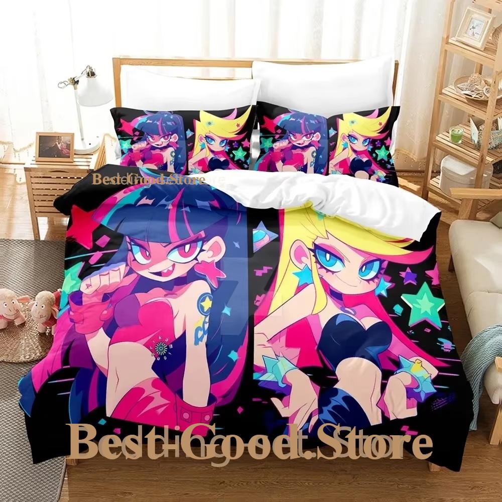 Panty And Stocking Bedding Set Single Twin Full Queen King Size Bed Set Adult Kid Bedroom Duvetcover Sets 3D Anime Bed Sheet Set