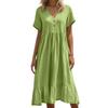 Women's Summer Loose V Neck Short Sleeve Dress, Elegant Dress