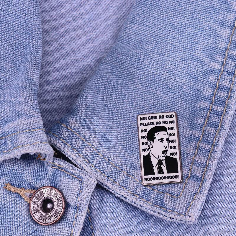 

Creative Alloy Badge Brooch No God Please Quote Text Design Rectangle Shape Accessory for Clothing Bags Backpacks Jackets One Size