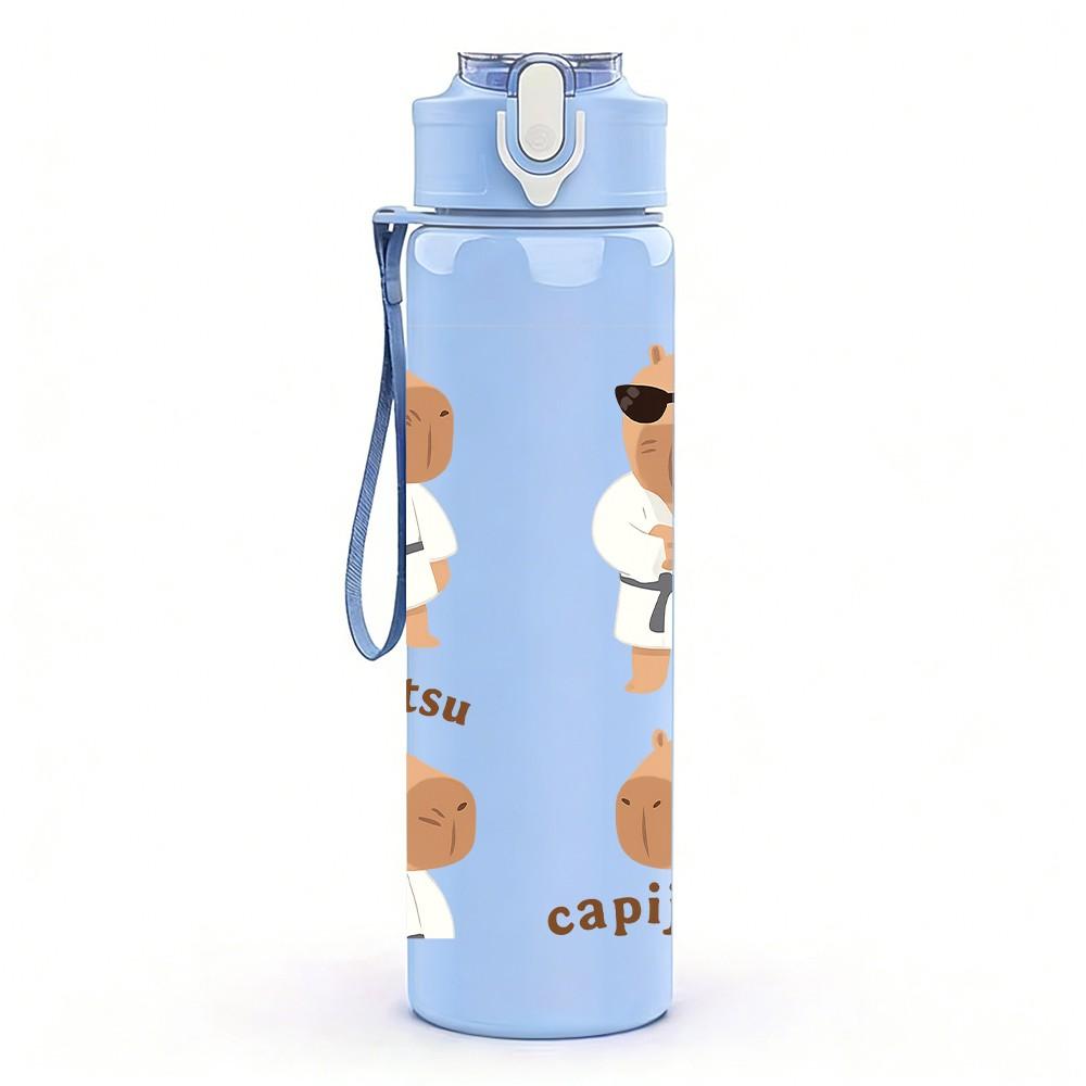 1PC Cool Dog Sunglasses Art 750ml Color Plastic Sports Water Bottle Leakproof Flip Straw Lid Suitable for Sports Office Home Use
