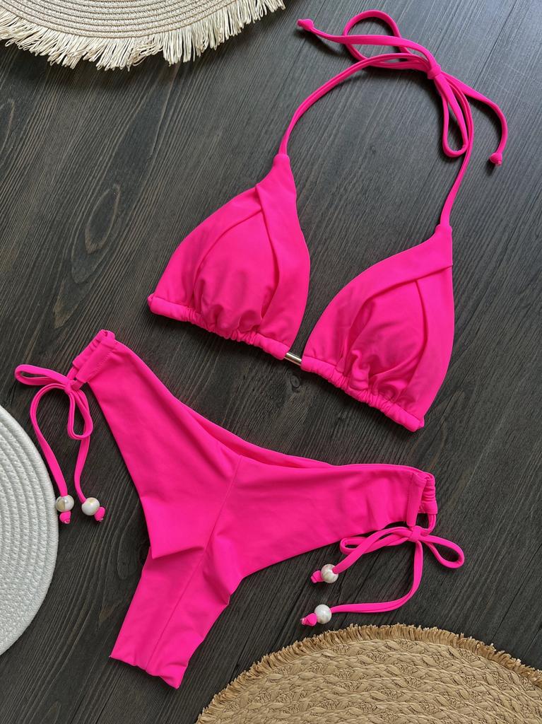 1011 European and American New Bikini, Solid Color Swimsuit, Beach Sexy Women's Swimsuit