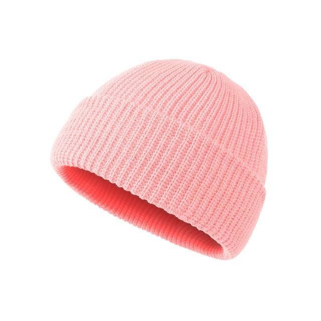 

Однотонная вязаная шерстяная шапка для мужчин и женщин, хип-хоп шапка-дыня, подходящая для сохранения тепла и холода осенью и зимой One Size розовый