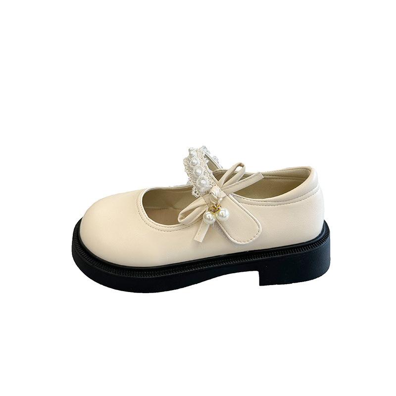 White pearl versatile platform small leather shoes women's 2025 new summer jk with skirt soft sole fashion Mary Jane shoes