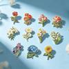 Botanical Design Enamel Flower Pins Assorted Colors Lapel Brooches Flower Brooches  Birthday Gift