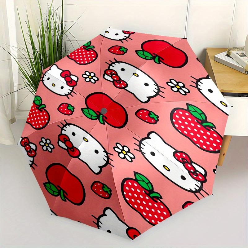 

Hello Kitty,Apples Automatic Folding Umbrella-Simple 8-Rib Design, Bright Cartoon Pattern, Durable Iron Frame, Suitable For Travel, Outdoor,