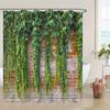 Nature'S Embrace Bath Curtain - Lush Green Ivy On Brick Wall; Waterproof Home Decor Adds Rustic Charm To Your Bathroom.