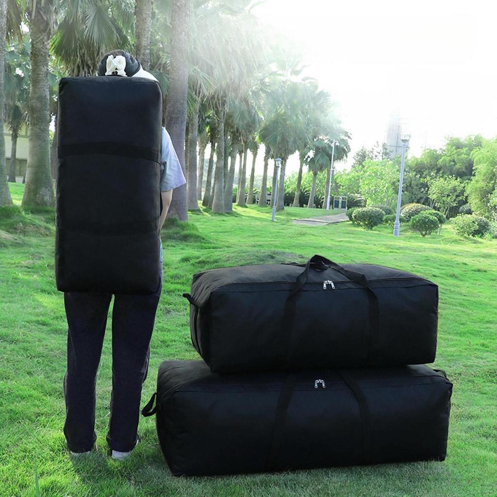 Camping Equipment Storage Bag Large Duffel Heavy Duty Black Oxford Fabric Carry Luggage