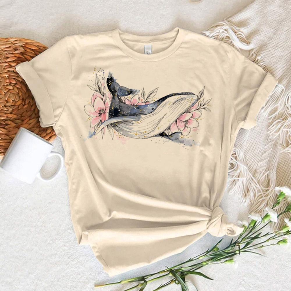 Whale tshirt Women streetwear graphic Japanese t shirt feUnisex y2k graphic designer clothing