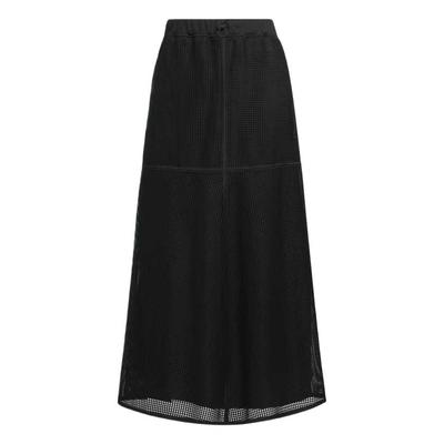 Luxflow Minimalist Brand Logo Soft Durable Woven Layered Casual Long Skirt Women Skirts Black JN9986