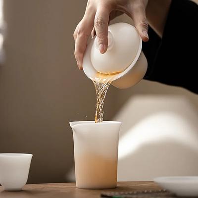 150ml Graisse de Mouton Brûlée Porcelaine Blanche Jade Gaiwan Tureen à Thé Japonaise Couvercle de Tureen Bol Couvercle Fournitures de Cérémonie du Thé Service à Thé Boîte Cadeau