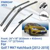 3PCS For VW Golf 7 MK7 Hatchback 2012-2018 26" 18" 11" Front Rear Wiper Blades Windshield Windscreen Window Cutter Accessories2014 2015 2016 2017 2018