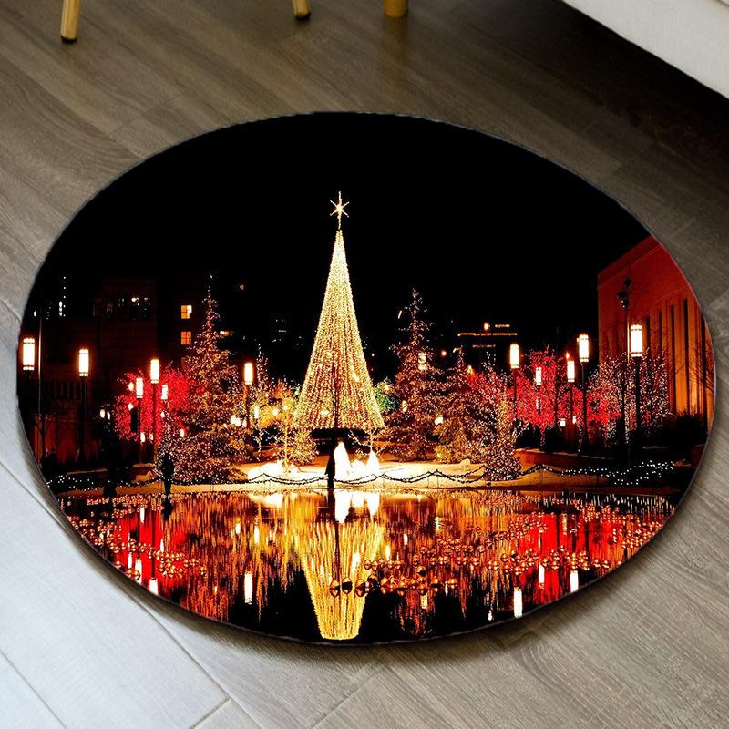 Christmas Carpet Santa Claus Reindeer Print Carpet Living Room Anti Slip Mat Family Christmas Party Decoration New Year Gifts