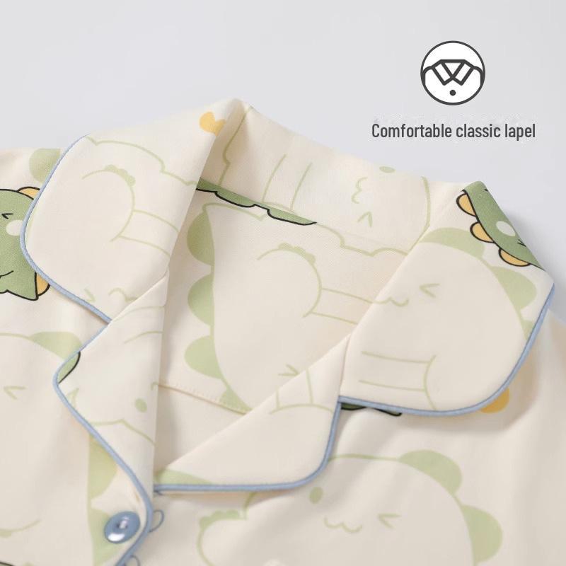 "Set de lounge din mătase de lapte pentru fete cu model dinozaur de desene animate, trei piese"