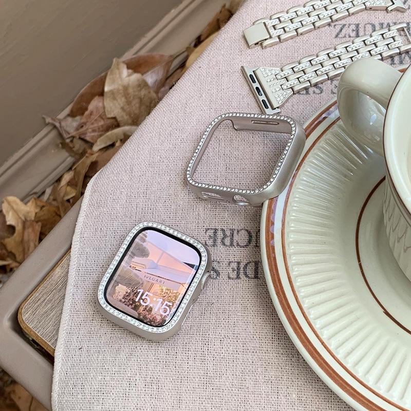 Diamond Cover for Apple Watch 10 9 8 Case 46mm 42mm 45mm 41mm 44/40mm Bling Protector iWatch series 7 se 6 5 Bumper Accessories