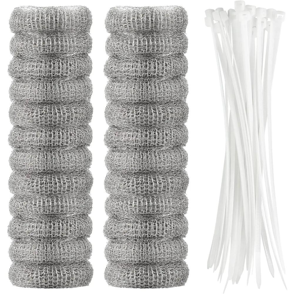 24Pcs/Set Lint Traps Washing Machine Stainless Steel Lint Snare Traps Laundry Mesh Washer Hose Filter with 24 Pcs Cable Ties