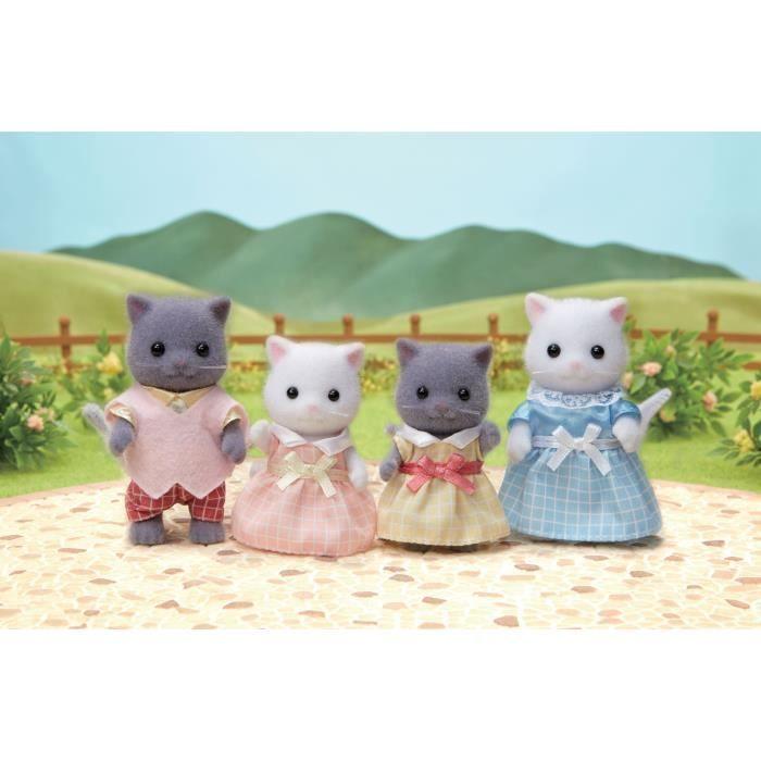 SYLVANIAN FAMILIES - Famille chat persan - 4 personnages articulés et habillés - Pour enfants à partir de 3 ans