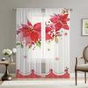 2PCS Christmas Poinsettia Sheer Curtains