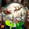 Vintage Santa Claus Sleigh Metal Wall Decor 2D Flat Christmas Decoration Reindeer Winter Village Tin Sign