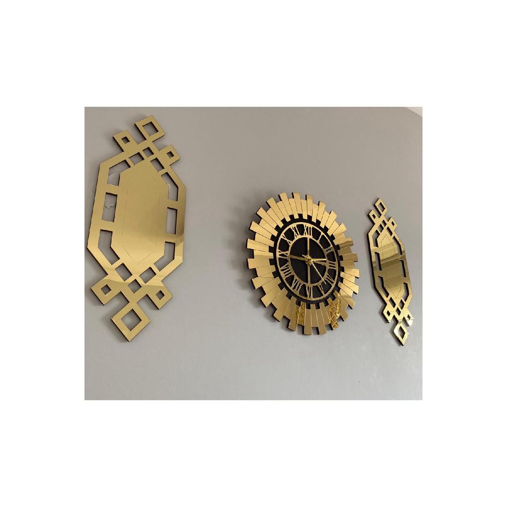 Decorative Wall Clock Set Of 3 40 Cm Stylish Roman Numeral Luxury Sun Clock 18 X 48 Cm Baklava Paintings