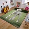 Elegant White Dog On Grass Patterned Carpet, Non Slip Mat Suitable for Living Room and Bedroom Sofas