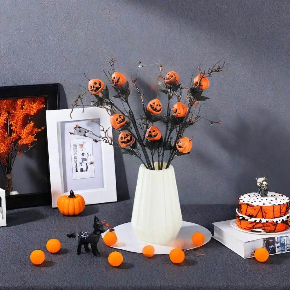 Realistic Artificial Pumpkin Branch Spooky Black Pumpkin Stems  Office Decoration