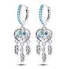 925 Silver DreamCatcher Hoop Earrings Turquoise Zircon Earrings For Women Fine Birthday Jewelry Gifts
