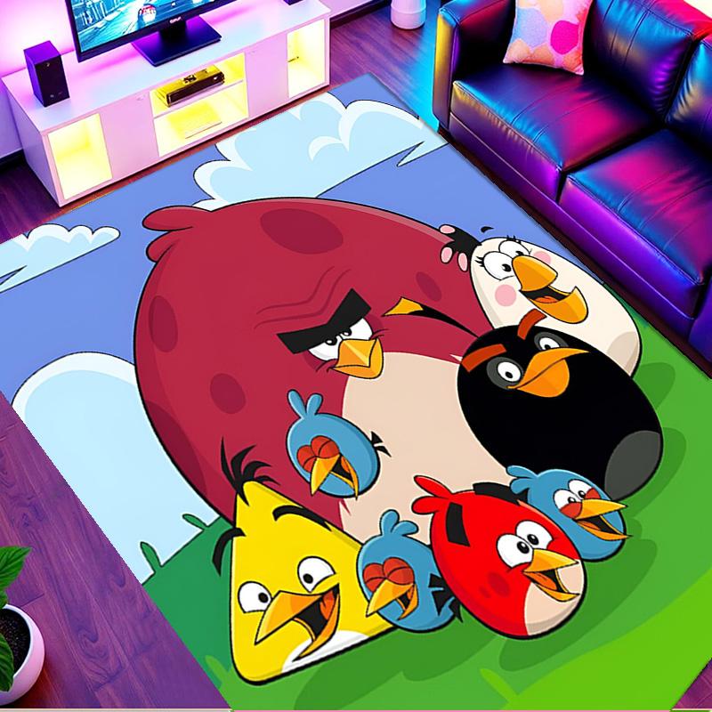 Angry Birds Print Rug, Washable Floor Carpet, For Entryway Dorm Laundry Room Office Study, Home Decor Birthday Christmas Gift