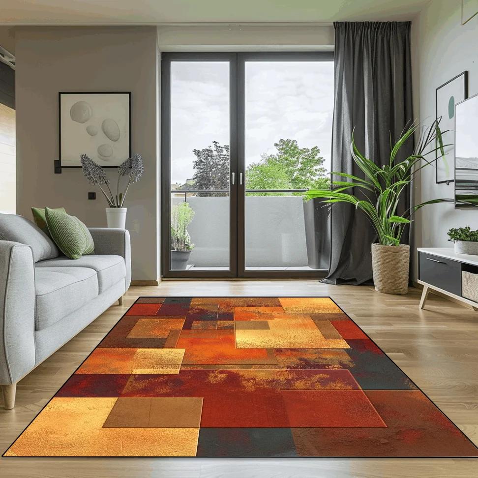 Alfombra Abstracta Moderna para Sala de Estar Decorativa para el Hogar Área de Mesa de Sofá Alfombras Grandes Dormitorio Salón Personalizable Alfombrilla Antideslizante para Piso 60x90cm door mat