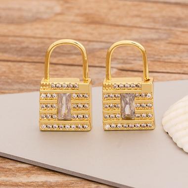 

New Fashion High Quality Punk Style Lock Earrings Padlock Pendant Copper CZ Earrings For Women Best Party Daily Gifts Jewelry