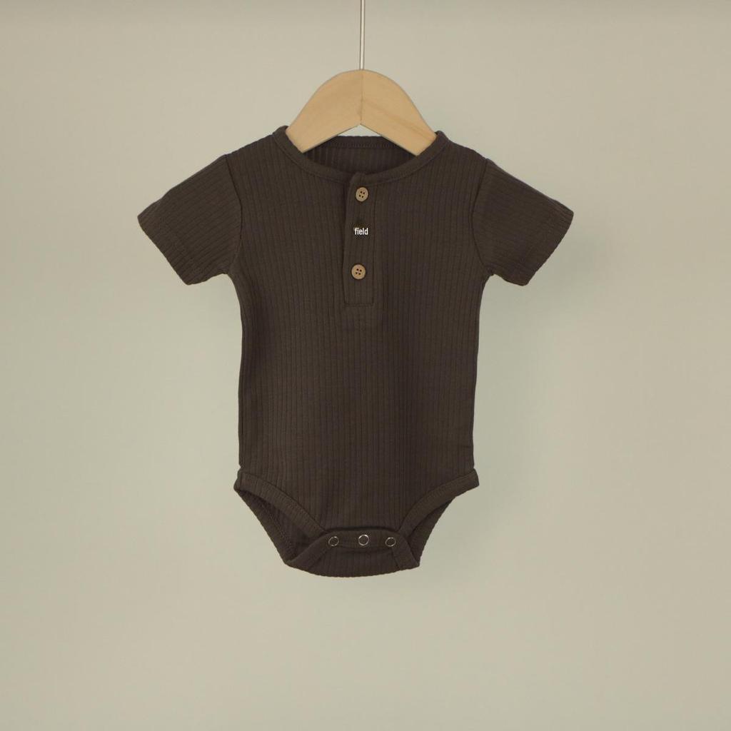 Gerippter Kurzarm-Strampler für Neugeborene - Unisex-Frühlings- bis Herbst-Outfit