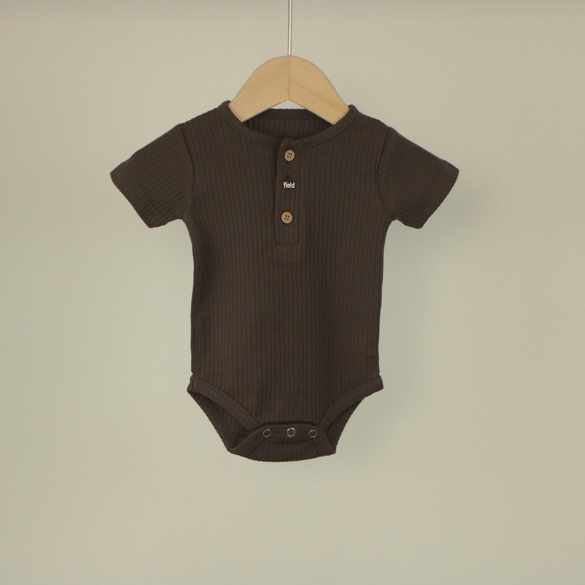 

Комбинезон с коротким рукавом в рубчик для новорожденных - Унисекс наряд на весну-осень 59 cm/3M