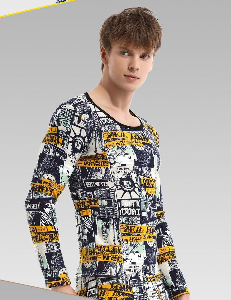 Men's Thick Velvet Round Neck Sweater: Warm Cotton Winter Base Layer