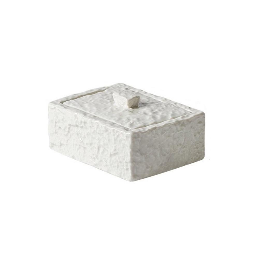 

Hammered Pattern Cotton Swab Box Large Capacity Jewelry Storage Box Cotton Swab Jar Bedroom білий