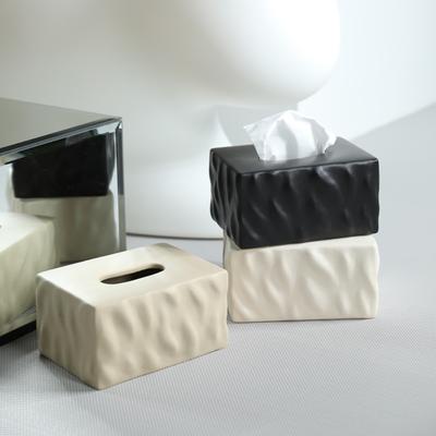Cream Style Ceramic Tissue Box Morden Napink Holder Case Papper Box Coffee Table Tissue Box Ornament for Living Room Decoration