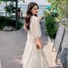 Summer White Moonlight Dress for Women Slimming Lace Up Waist Chiffon French Black Ears Sweet First Love Dress