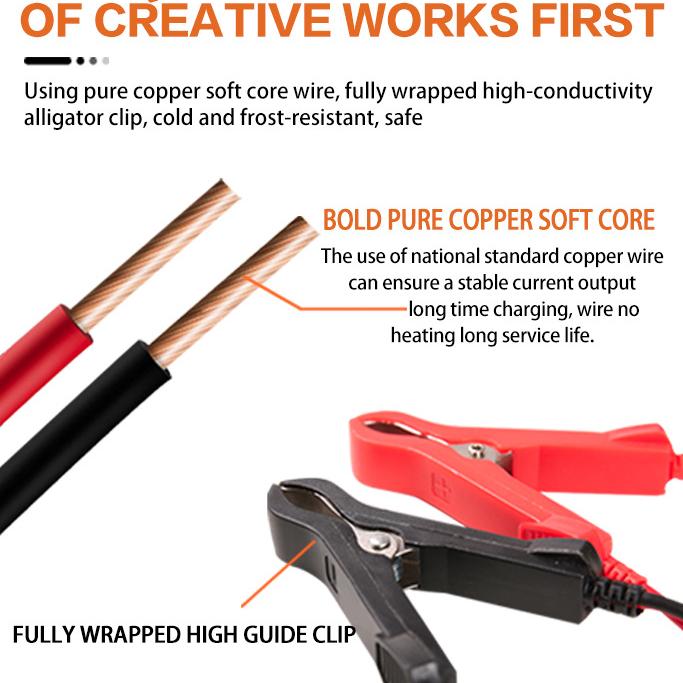 EU Plug Car Battery Charger, 12V 6A Intelligent Battery Trickle Charger Car 12V Battery Maintenance Car Truck Motorcycle Lead-acid Battery