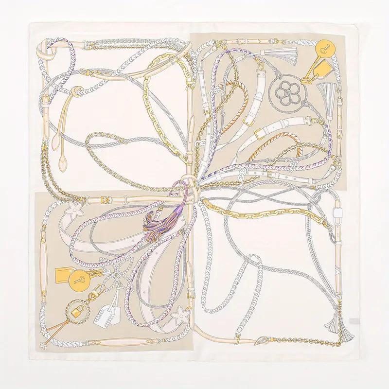Women's Korean Style Retro Printed Imitation Silk Scarf for Professional and Casual Use