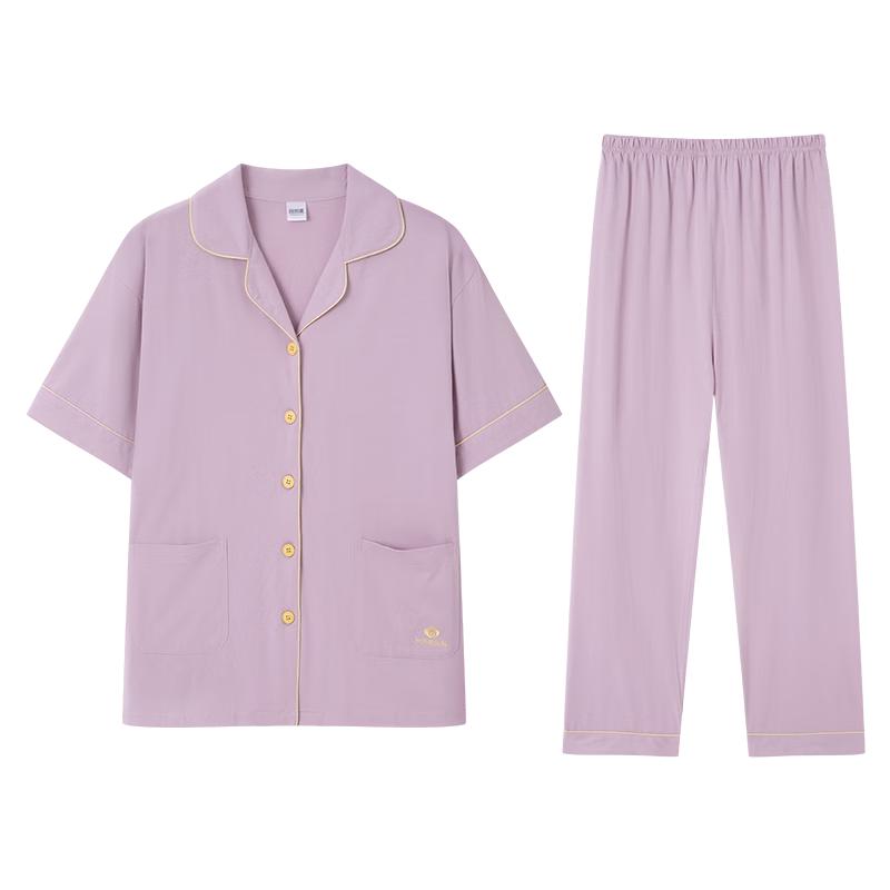 Yiershuang Women s 100% Cotton Short Sleeve Lounge Set M