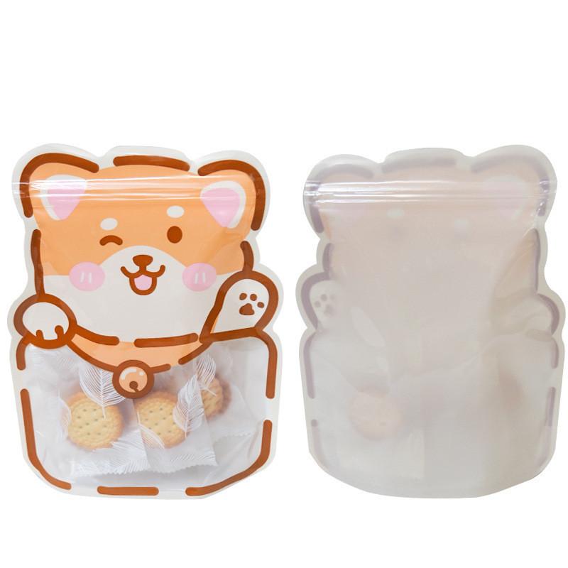 10Pcs Thicken Plastic Cartoon Animal Biscuit Candy Packaging Snacks Ziplock Children's Party Sweets Package