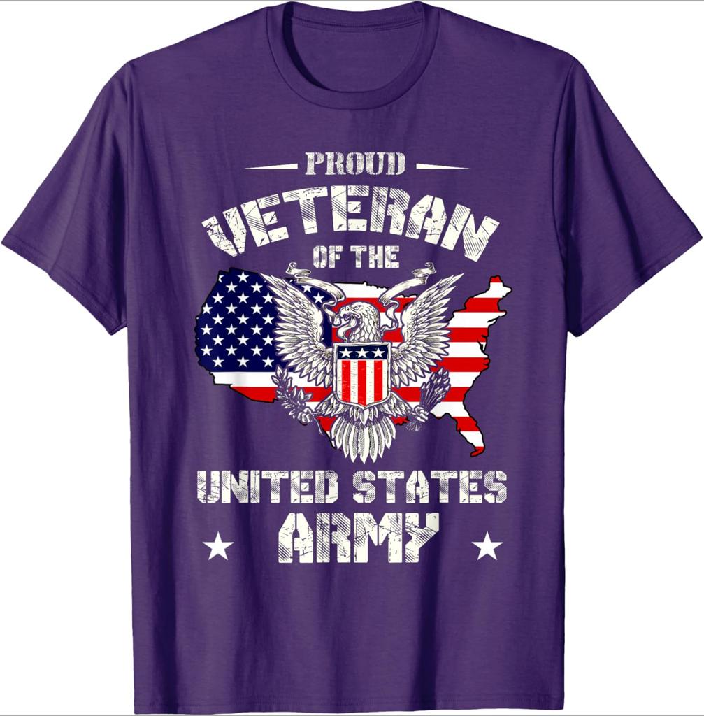 Proud Veteran of the US ArmyUSA Flag Soldier Veteran design100cotton summer Oneck short sleeve printed mens Tshirt