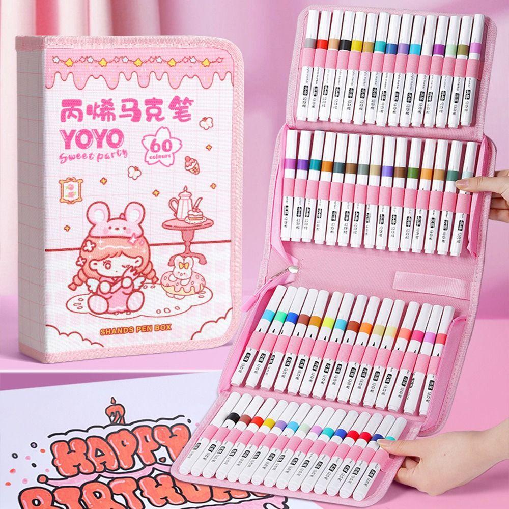 

Folding Marker Pen Organizer Zipper Marker Pen Contaioner Art Marker Pen Storage Bag Art Supplies for 60pcs