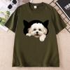 Comfortable Cotton Unisex Black TShirt With Playful Dog Print Short Sleeve Tshirt Crew Neck Top For Casual Wear Unisex Clothes