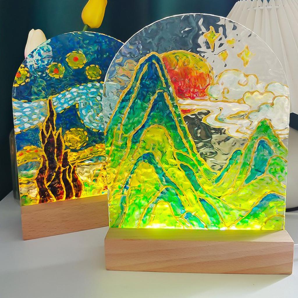 1-10pcs LED Wood Light Display Crystal Wooden Lighted Base Stand Acrylic Light Plate Base USB Wooden Base for Resin Art Lights