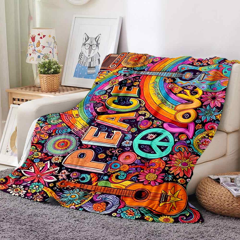 Peace Love Flannel Blanket Throw Blanket Soft Warm Sofa Bed Camping Home Decor Unique Christmas Gift C9261812