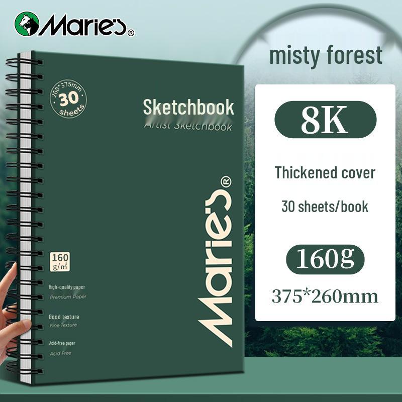 Mali Art Student A4 Thickened Cowhide Spiral Sketchbook, Blank for Hand-Painted Drawings