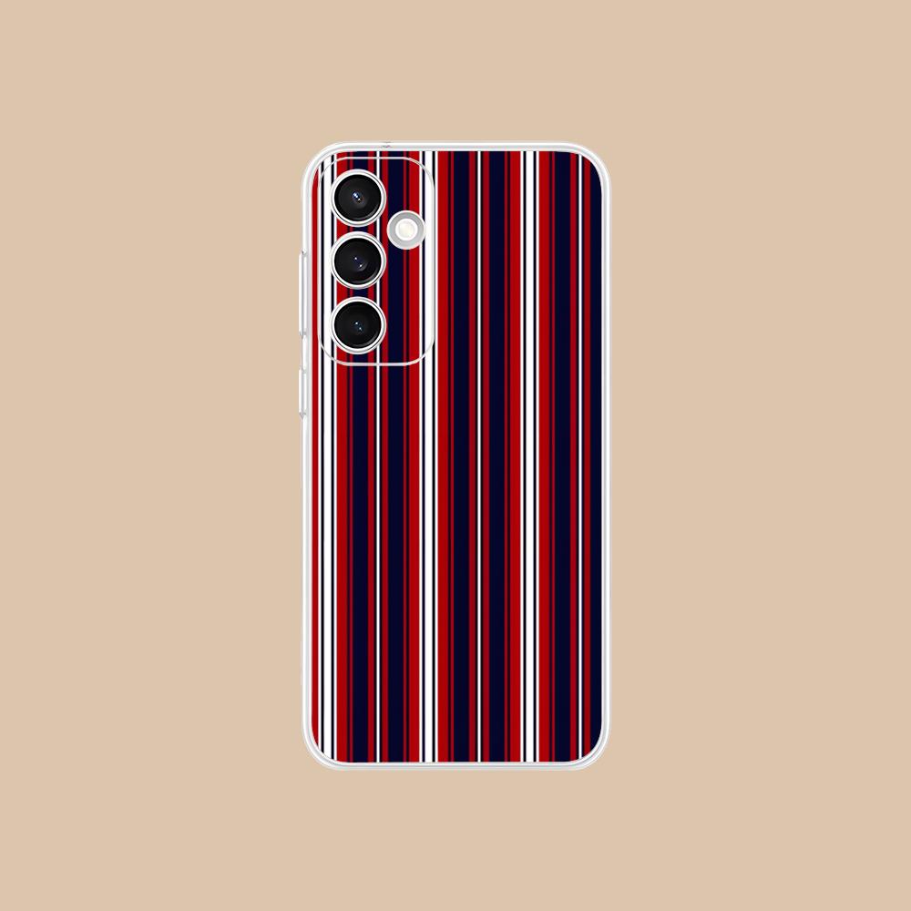 Red Blue Stripe Mobile Phone Case for Samsung Galaxy S25 S24 S23 S22 S21Plus FE Ultra Clear Colorful Cover Luxury Smartphone