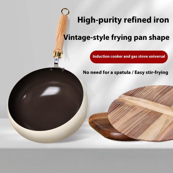 Traditional Belly Wok Non-Stick Thick Bottom Frying Pan Even Heating Iron